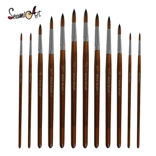 Bộ 5/12 cọ vẽ tranh sơn dầu SEAMIART acrylic nhiều màu sắc khác nhau