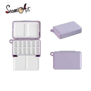 Seamiart 1 Mini Di Động Du Lịch Nhựa Hộp Tranh Cho Sơn Màu Nước Đóng Gói 2 Màu Tùy Chọn