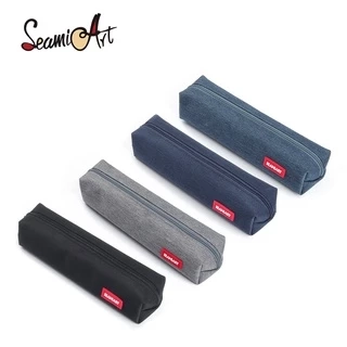 Túi đựng bút SEAMIART mini màu sắc đơn giản có khóa kéo tiện dụng cho văn phòng/trường học