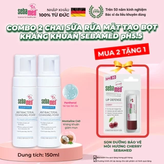 Combo 2 chai Sữa rửa mặt tạo bọt kháng khuẩn giảm mụn Sebamed Cleansing Foam pH5.5 (150ml)