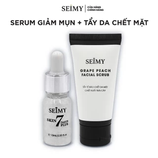 Combo Gel Tẩy Da Chết Mặt và Serum Hỗ Trợ Giảm Mụn Thâm Seimy 10ml
