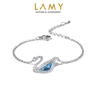 Vòng tay nữ CDE Crystal Swan Bracelet Blue CDE2083BE - Vòng tay Lamy thiên nga cao cấp
