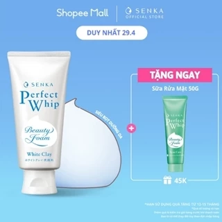 Sữa rửa mặt đều màu mướt mịn SENKA PERFECT WHIP white clay 120g