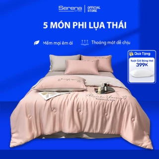Bộ drap giường Serena Mattress Set ga giường 5 món chăn chần phi lụa thái trải phủ giường mát lạnh mùa hè cao cấp