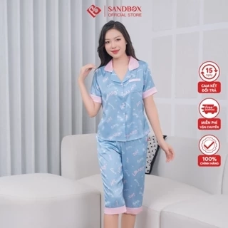 Bộ mặc nhà Pyjama nữ mùa hè SANDBOX Lụa Latin cao cấp tay cộc quần lửng nhiều màu BLL22005-2