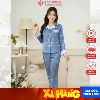 Bộ Pijama Dài Tay SANDBOX Đồ Bộ Nữ Lụa Vân Xước Thiết Kế Phối Họa Tiết Trendy (BPD24007)