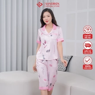 Đồ Bộ Nữ Mặc Nhà Pijama Lụa Latin Mềm Mát SANDBOX Thiết Kế Họa Tiết Nhã Nhặn - BLL22005