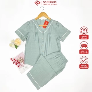 Đồ Bộ Nữ SANDBOX Bộ Mặc Nhà Chất Đũi Cao Cấp, Thiết Kế Quần Lửng, Cổ V, Nhẹ Nhàng BDL25003