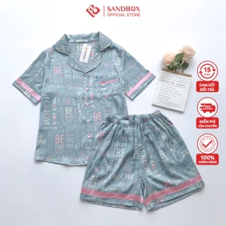 Đồ Bộ Nữ SANDBOX Pijama Chất Lụa Latin Cao Cấp Bộ Mặc Nhà Áo Cộc Tay Quần Đùi Họa Tiết BLD23004