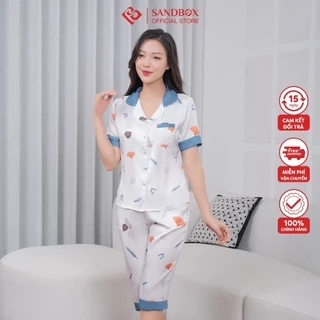 Đồ Bộ Nữ SANDBOX Pijama Lửng Chất Lụa Latin Cao Cấp Họa Tiết Phối Viền Độc Đáo BLL24004
