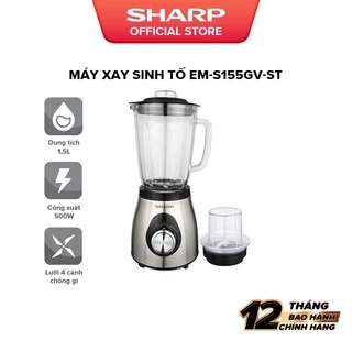 Máy Xay Sinh Tố Sharp EM-S154PV-WH 1.5L [Công suất: 400W, 2 Tốc Độ Xay] BH 12 Tháng