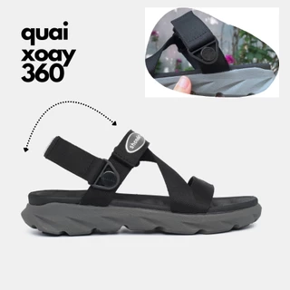 Giày Sandal Nam Nữ F6S Thoải Mái, Nhẹ Êm Xoay Shondo XÁM ĐEN F6S1212
