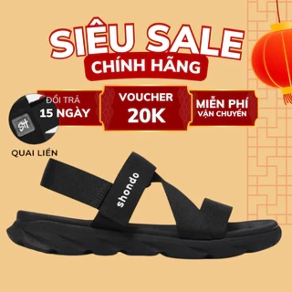 Giày sandal Shondo Nam Nữ Quai Liền Đen Full F6S1111