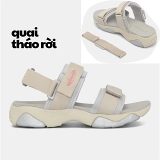 Sandal Shondo nữ Girly quai thun màu xám be GIM2520
