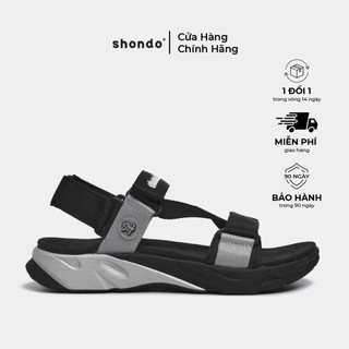 Giày Sandal Nam Nữ F8M Êm Chân, Bền Màu Đen Xám Shondo F8M0110