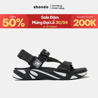 Giày Sandal Nam Nữ Shondo Êm Chân, Bền F8 Full Đen Ver.2 F8M1112