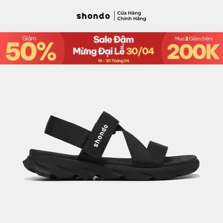 Giày Sandals Nam Nữ Cao Cấp Unisex Êm Chân Quai Liền Shondo F6 Sport Đen F6S1111