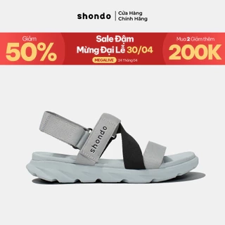 Giày Sandals Nam Nữ Shondo F6 Sport Đế Xám Phối Quai Xanh Da Trời F6S2030