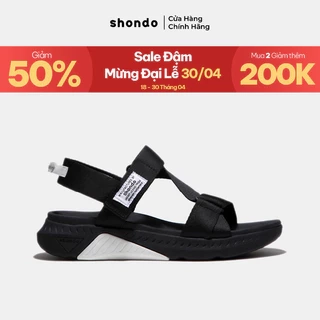 Giày Sandals Nam Nữ Unisex Shondo F7 Racing Đế Đen Phối Trắng Quai Đen F7R1010