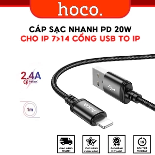 Cáp Sạc Nhanh 20W Hoco Truyền Dữ Liệu, Dây Bọc Dù Chống Đứt Gãy Dành Cho 7-X-XR-XSM-11-12-13-14....