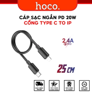 Cáp Sạc Nhanh 20W Siêu Ngắn 25cm Chính Hãng Hoco Dành Cho IP7-8-X-XR-XSM-11-12-13-14-Plus-Pro-Promax