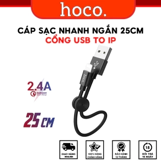 Cáp Sạc Nhanh Siêu Ngắn 25cm Hoco Chuẩn USB to L, Micro ,Type-C, Gọn Gàng Dùng Cho Sạc Dự Phòng