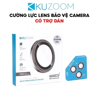 Cường Lực Camera Chính Hãng Kuzoom Có Khung Trợ Dán, Bảo Vệ Camera Khỏi Trầy Xước Dùng Cho Iphone