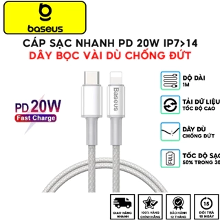 Dây Sạc Nhanh PD 20W Chính Hãng BASEUS Dùng Cho Máy 7-8-X-11-12-13-14-Dây Bện Dù Chắc Chắn