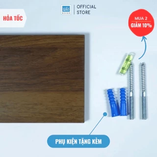 Kệ Gỗ Treo Tường Dài 20cm Đến 50cm Trang Trí Decor Màu Walnut 526 SIB Decor, Kèm Phụ Kiện