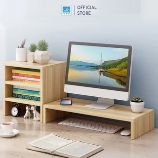 Kệ Màn Hình Máy Tính, Để Sách Bàn Làm Việc Kết Hợp 3 Tầng SIB Decor KDB09