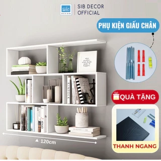 Kệ Sách Gỗ Treo Tường 4 Tầng 120cm, Giá Để Sách Trang Trí Cho Bé SIB Decor KT06-120