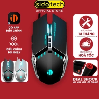 Chuột gaming máy tính SIDOTECH W2 có dây silent 7 nút bấm chống ồn có app led macro cho game thủ