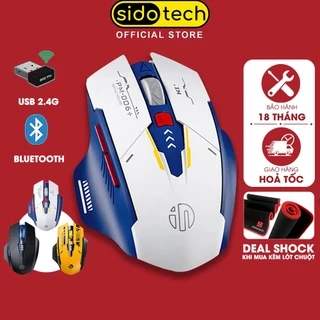 Chuột máy tính không dây SIDOTECH M1 wireless 2.4G pin sạc silent chống ồn công thái học cho laptop táo pc hiển thị pin