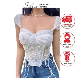 Áo Lót Bra corset Thêu Hoa Vai Bèo