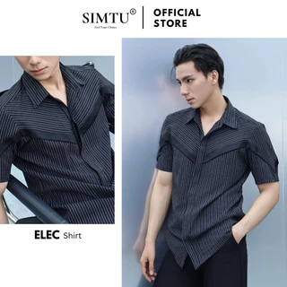 Áo sơ mi nam sọc tay ngắn SIMTU điểm nhấn phối viền phi bóng, chất liệu cotton cao cấp thoáng mát | SM045