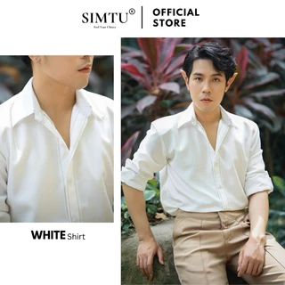 Áo sơ mi trắng nam viền chỉ đen SIMTU, chất liệu linen xước cao cấp, mềm mịn thoáng mát, ít nhăn | SM026