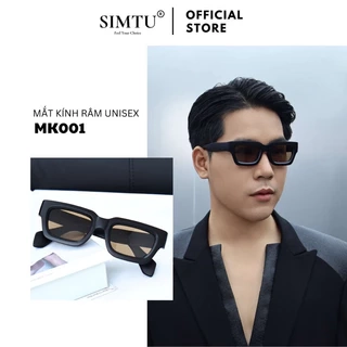 Mắt kính thời trang nam nữ tròng màu nâu, dáng chữ nhật khung dày chống tia UV. SIMTU - MK001.