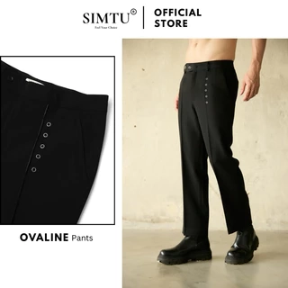 Quần tây nam màu đen phối khoen cá tính SIMTU, chất liệu Kaki Thun cao cấp có độ bền cao, co giãn 2 chiều