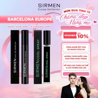 Combo BARCELONA EUROPE Xịt thơm miệng Mint Cool Spray & 01 chai Nước hoa nam SIRMEN Eau de Parfum Châu Âu Europe