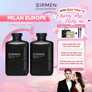 COMBO MILAN EUROPE gồm 02 CHAI Sữa tắm gội nam 4 in 1 hương nước hoa châu Âu SIRMEN Europe Gentlemen cao cấp 350g