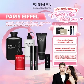 Giftbox combo 6 PARIS EIFFEL SIRMEN  Sữa tắm nam - Nước hoa nam - Dầu gội - Dung dịch vệ sinh - Sữa rửa mặt - Son dưỡng