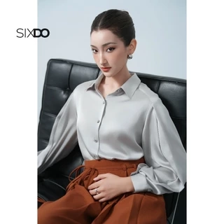 Áo lụa xám nhạt dài tay SIXDO (Light Grey Silk Shirt)