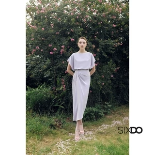 Chân váy xám tím dài nhún eo lệch SIXDO (Purple Grey Silk Sarong Skirt)