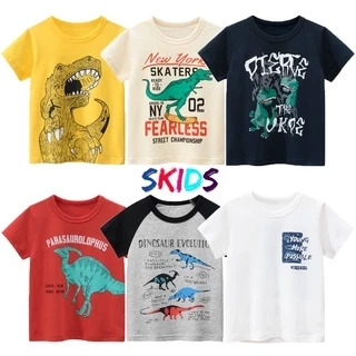 Áo bé trai cộc tay SKIDS áo thun cho trẻ em chất cotton mùa hè thời trang trẻ em 2 đến 8 tuổi