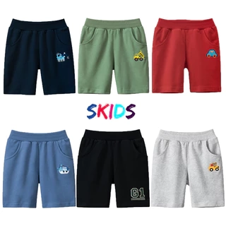 Quần short bé trai hàn quốc thêu oto khủng long chất cotton mền mịn cho bé SKIDS