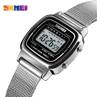 Đồng hồ thời trang nữ SKMEI Màn hình kỹ thuật số chống nước 30m Đồng hồ điện tử dây thép không gỉ 1901
