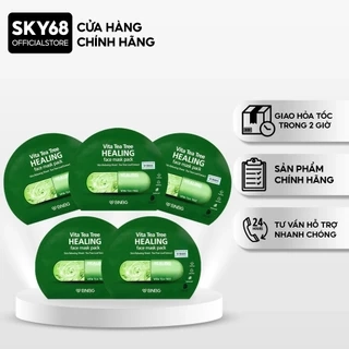 Combo 5 Mặt nạ thải bã nhờn, giảm mụn chiết xuất tràm trà BNBG Vita Tea Tree Healing Face Mask Pack 30ml x 5