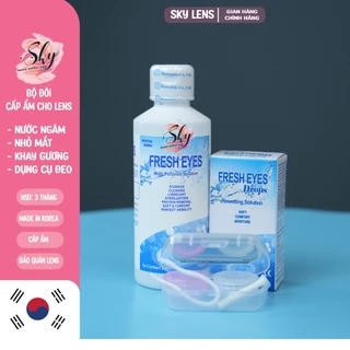 Combo cấp ẩm kính áp tròng Nước ngâm(150 ml), Nhỏ mắt (15ml)  Sky Contact Lens (Tặng khay và dụng cụ)
