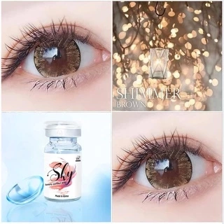 Kính áp tròng Sky Lens -Shimmer Brown 0-6 Độ-Made in Korea Chính Hãng Dia14.50