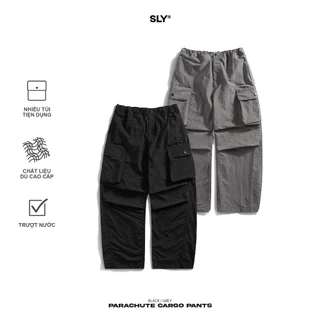 Quần dù túi hộp ống rộng SLY Parachute Cargo Pants Đen - Xám